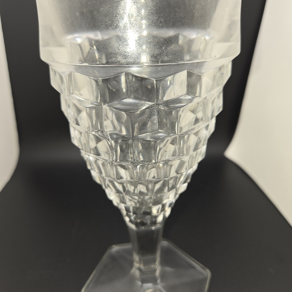 8 Fostoria American Water Tea Glasses Goblets Hexagon Footed Pedestal Crystal - Picture 5 of 9